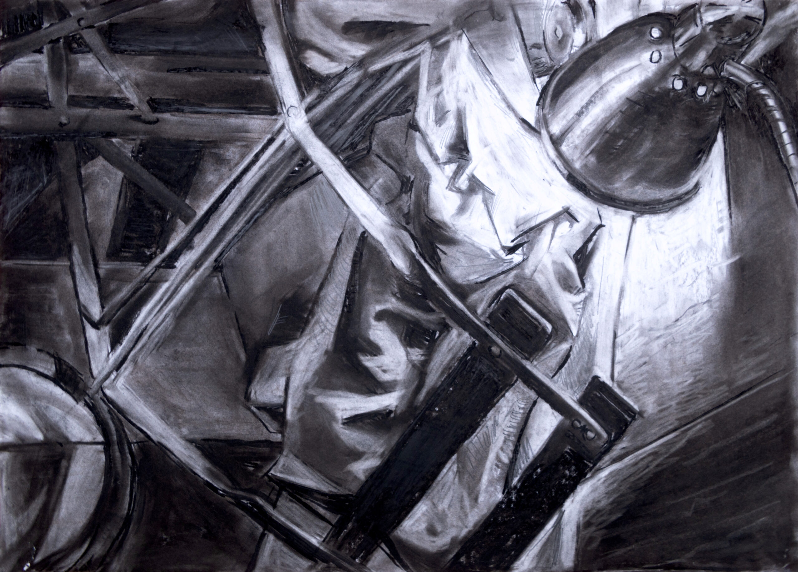 Martwa natura - węgiel - praca wykonana przez ucznia RysunekArchitektura