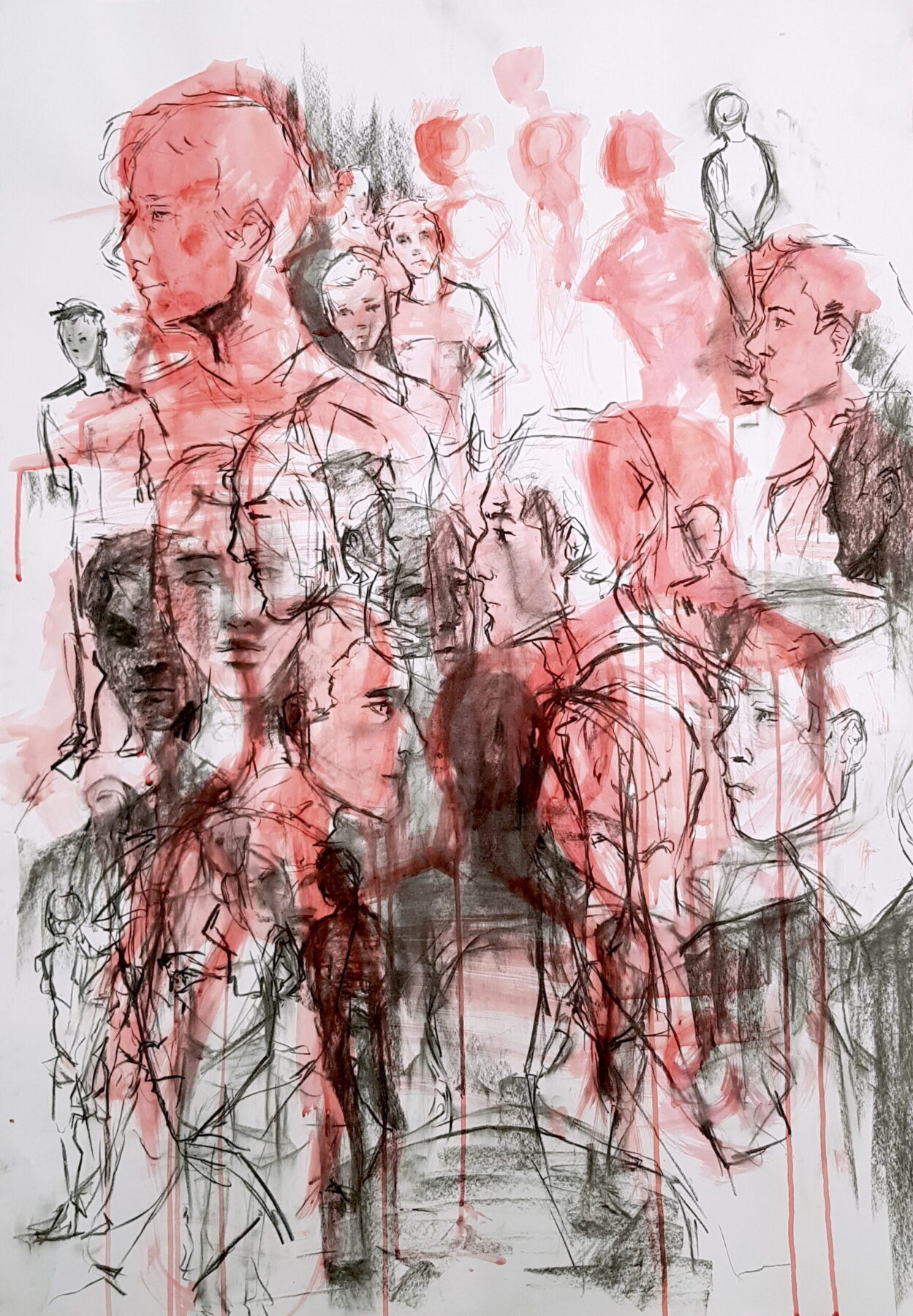 Studium postaci w ruchu - miksmedia - praca wykonana przez ucznia w RysunekArchitektura