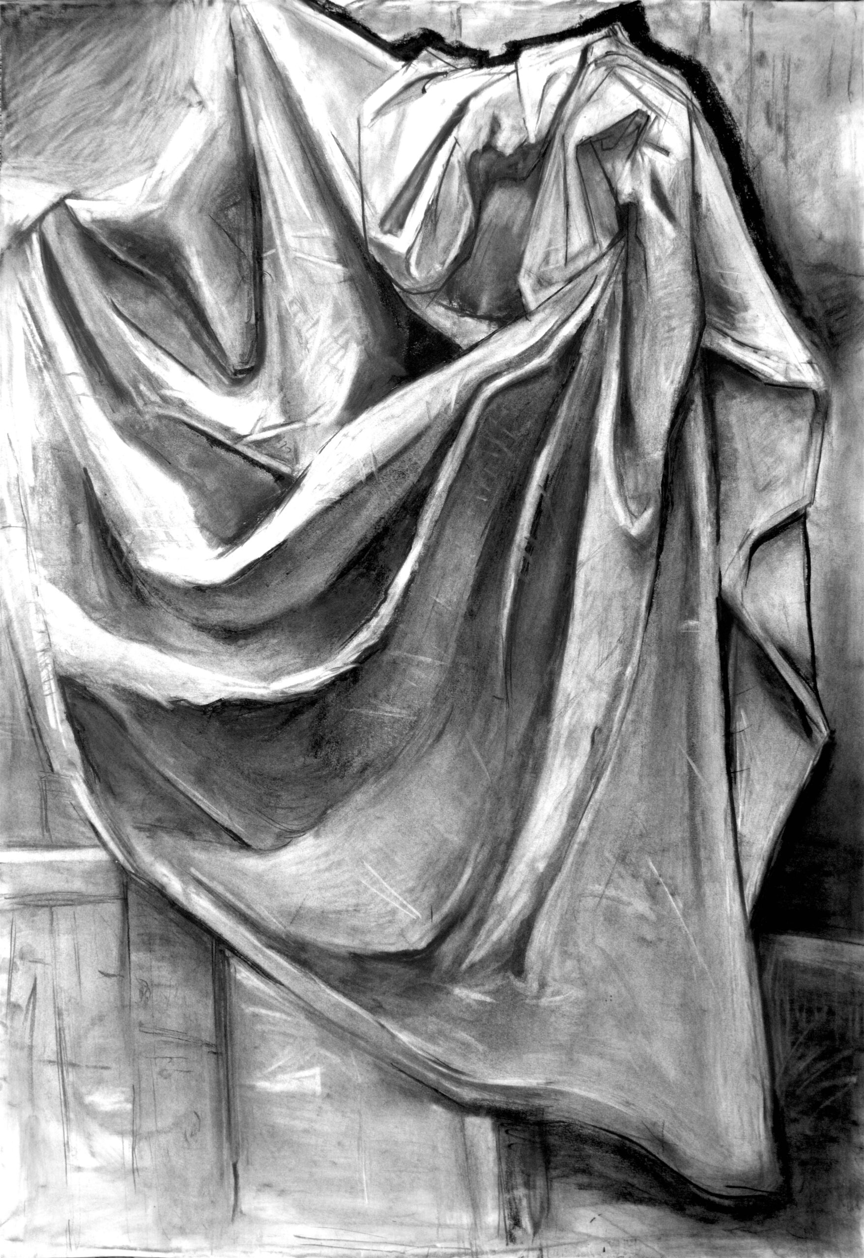 Martwa natura - studium tkaniny - praca wykonana przez ucznia RA