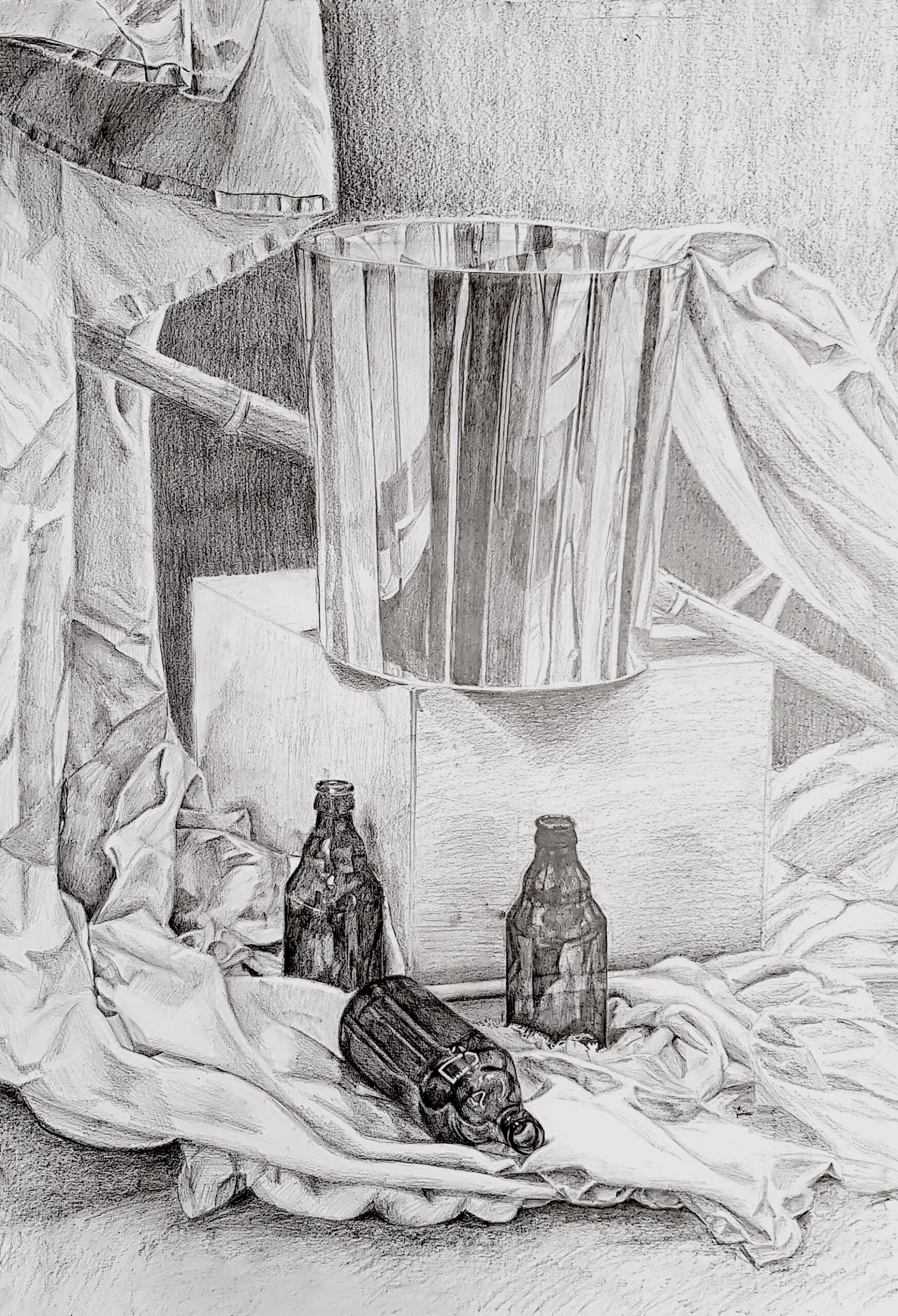 Martwa natura - ołówek - praca wykonana na kursie przygotowawczym w RA