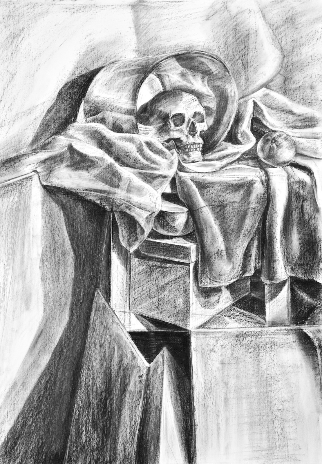 Martwa natura - węgiel - praca wykonana przez ucznia kursu przygotowawczego w RysunekArchitektura