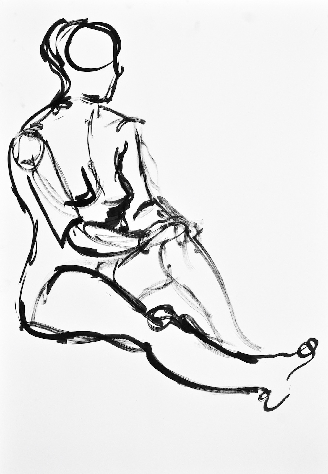 Szkic Postaci - postać siedząca tuszem - RysunekArchitektura