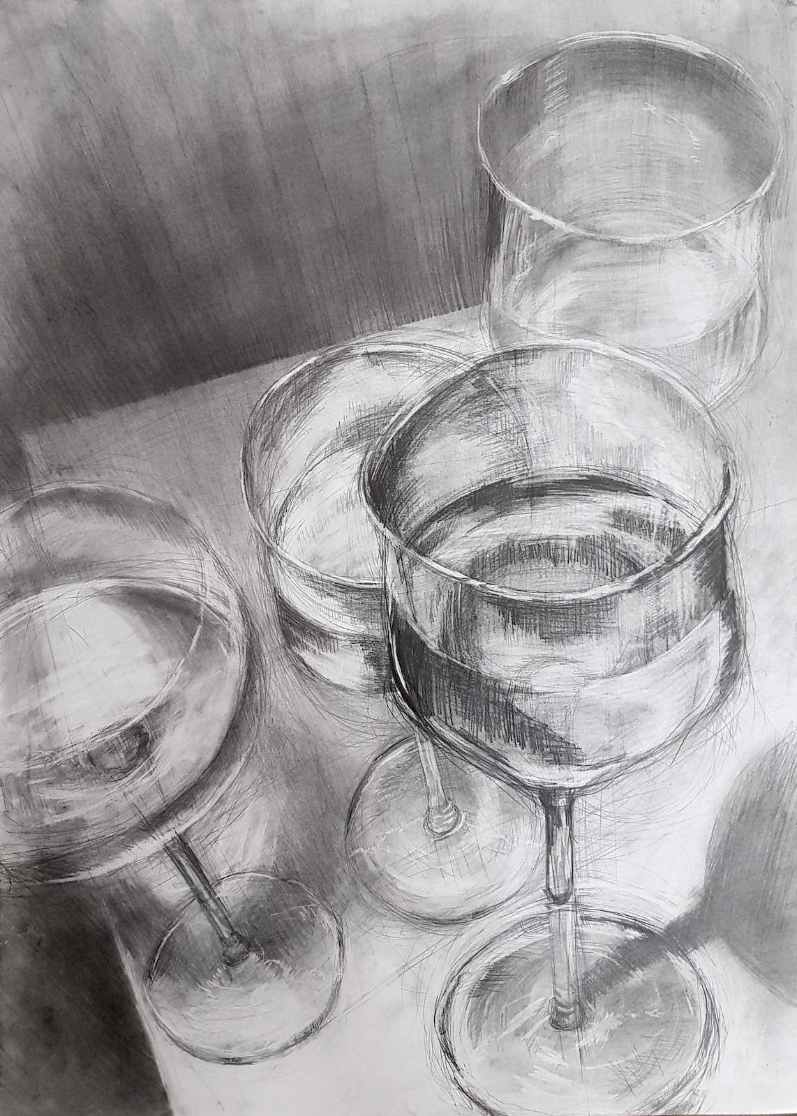 Martwa natura - woda w szkle - nauka rysowania w RysunekArchitektura