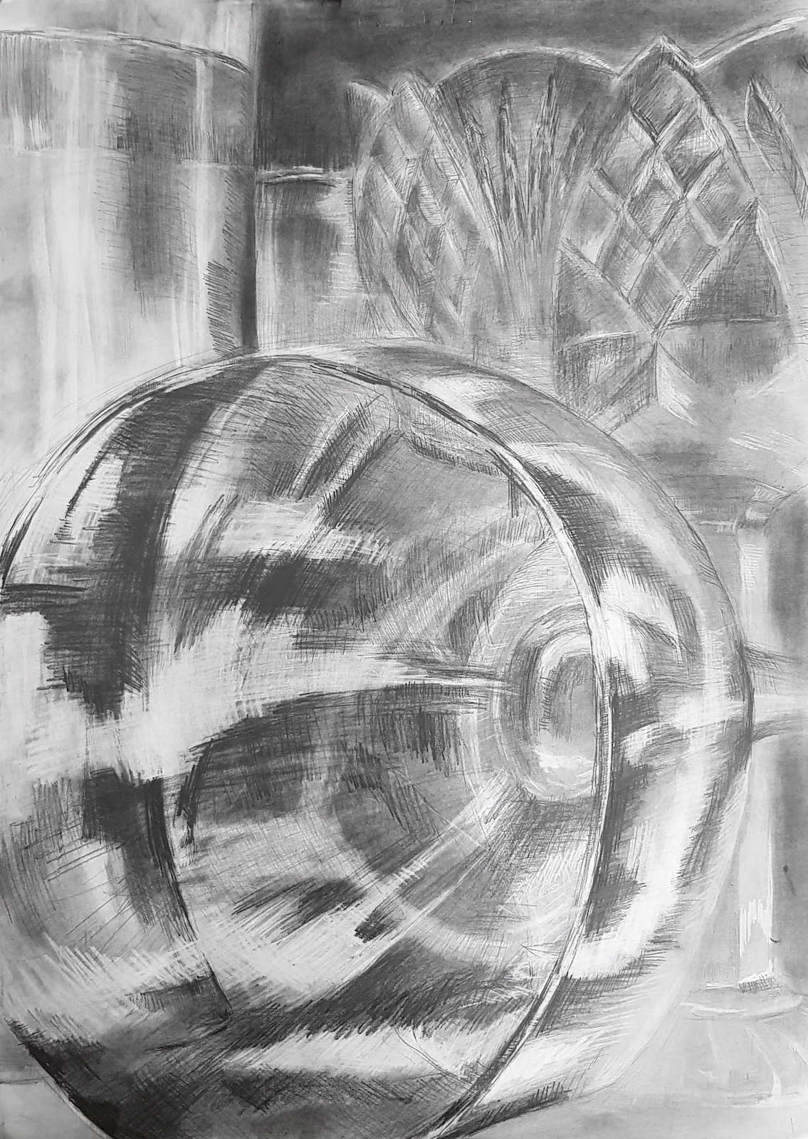 Martwa natura - ołówek - praca wykonana przez ucznia kursów przygotowawczych w szkole RysunekArchitektura