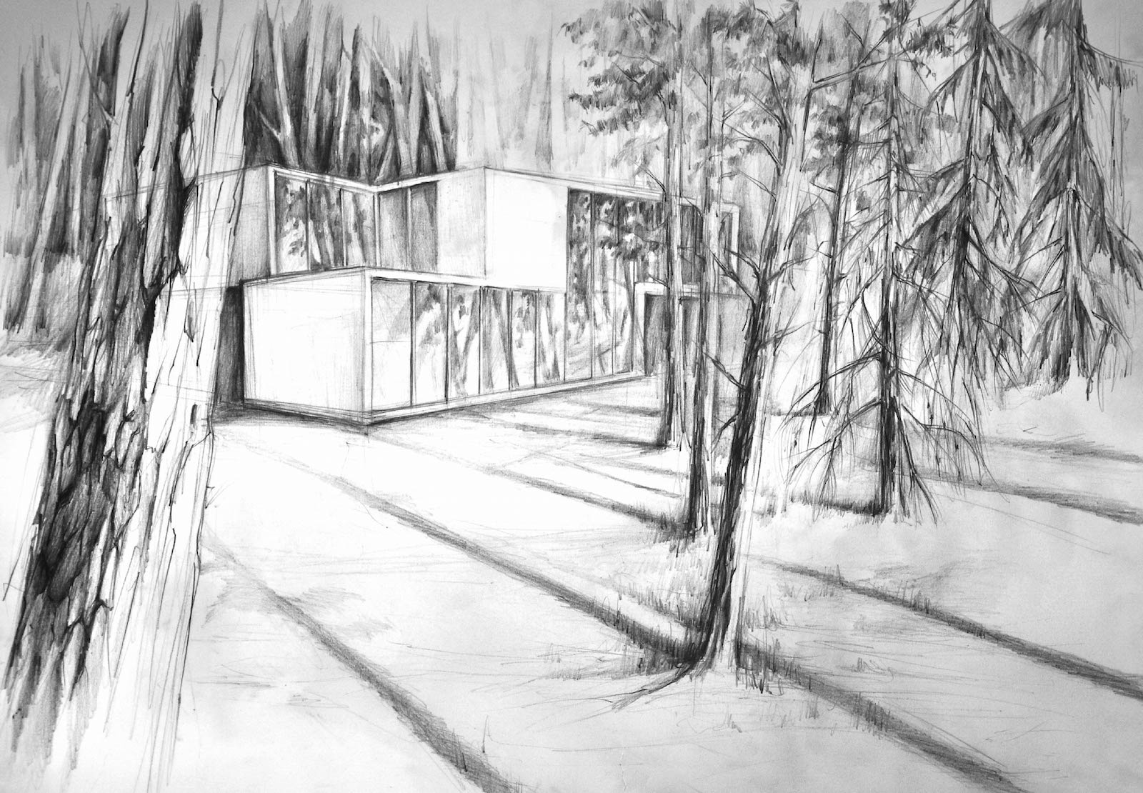 Rysunek architektoniczny - architektura w krajobrazie - kurs rysunku w RA