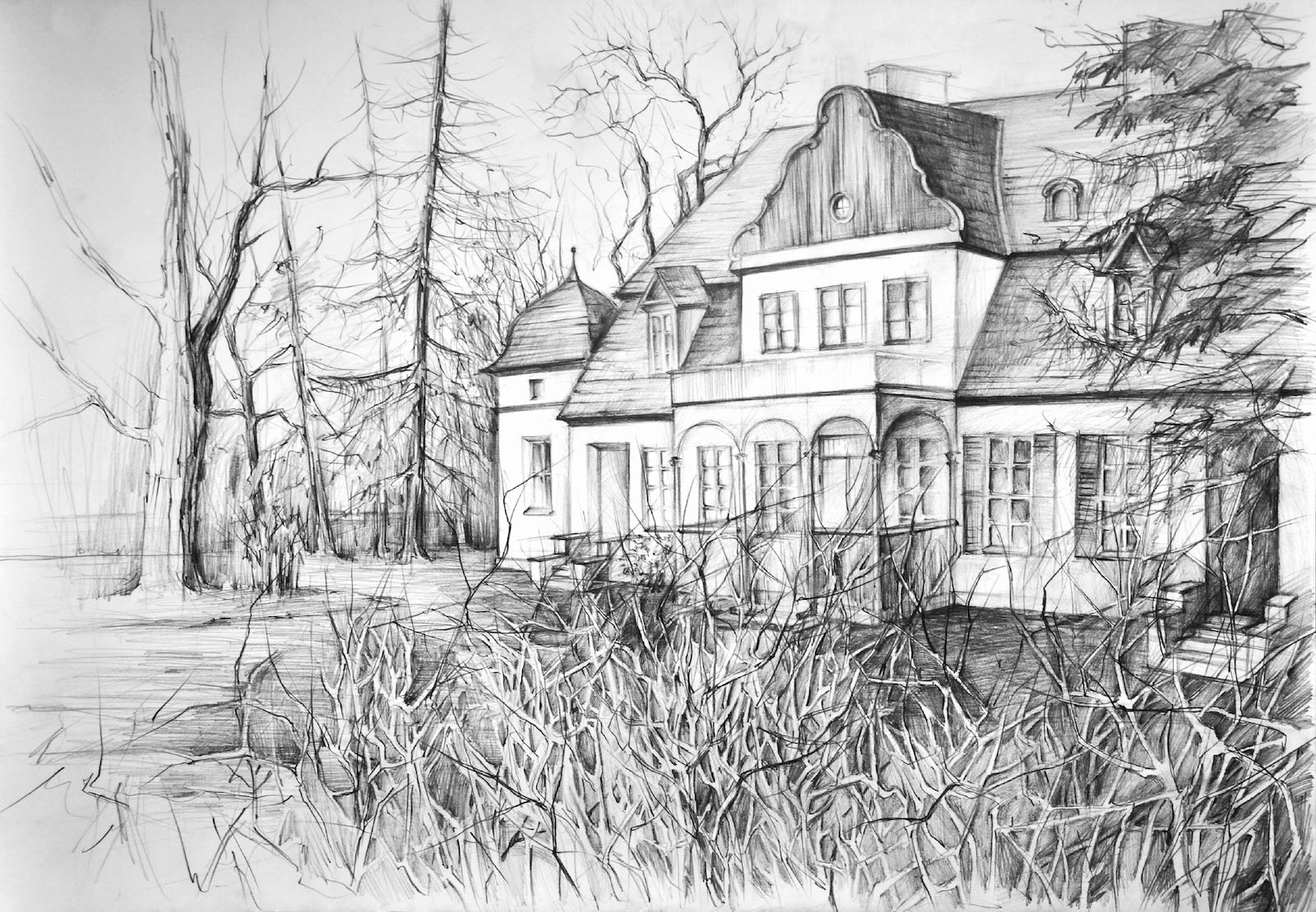 Rysunek architektoniczny - dwór polski - nauka rysowania w szkole RysunekArchitektura