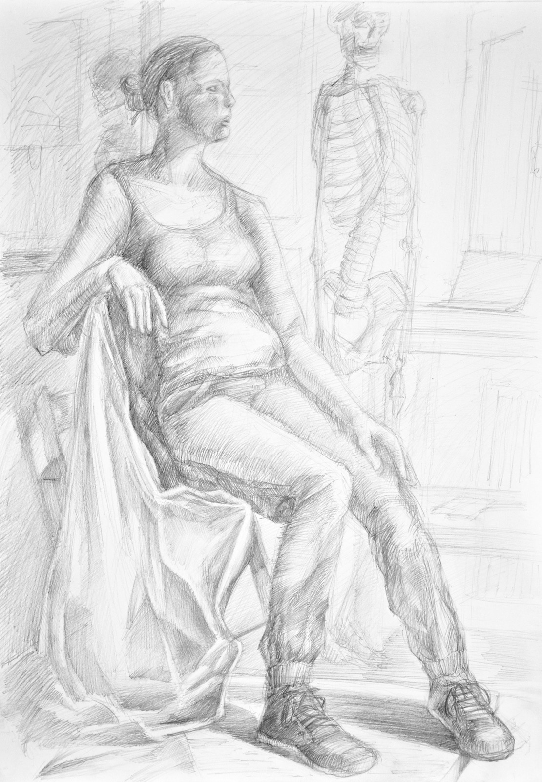 Rysunek Postaci - postać siedząca - kurs rysowania w RA