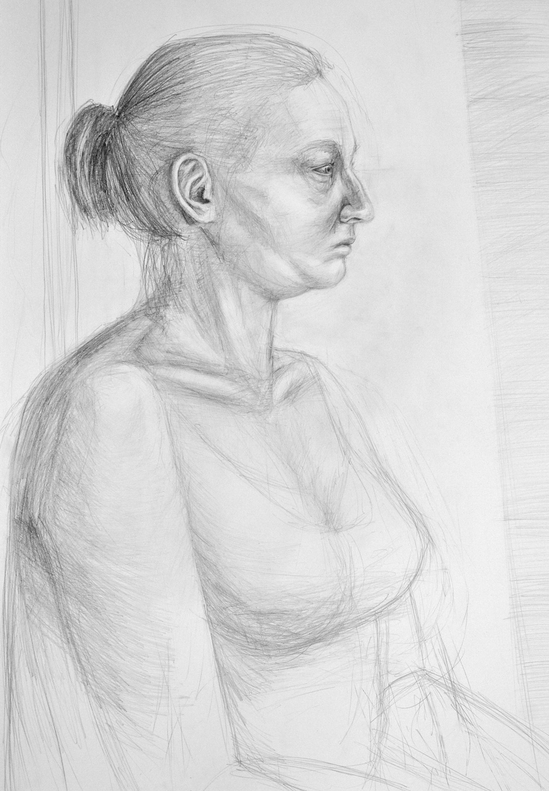 Rysunek Postaci - postać siedząca - praca wykonana przez ucznia kursu przygotowawczego w RysunekArchitektura