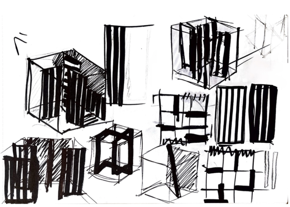 Przykładowa praca z portfolio kandydata - szkic - praca ucznia kursów przygotowawczych w RysunekArchitektura